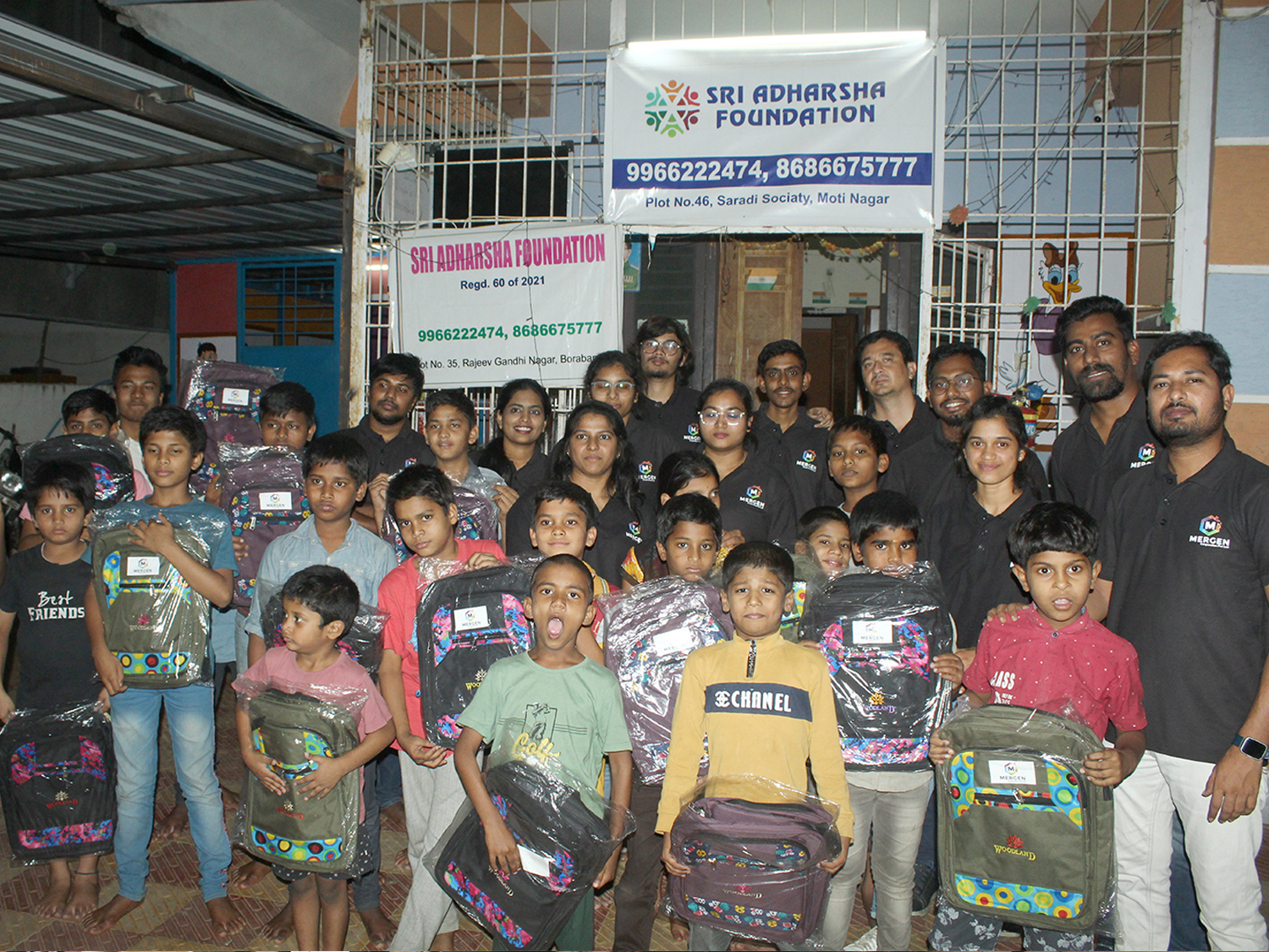 Donated School Bags @Sri Adarsha Foundation Orphan Students